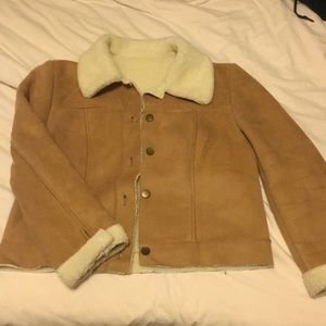 Sherpa lined suede jacket